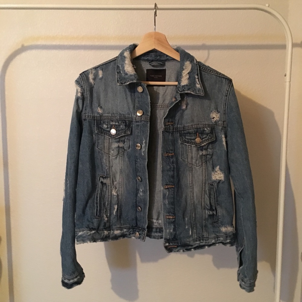 Zara Distressed Jean Jacket